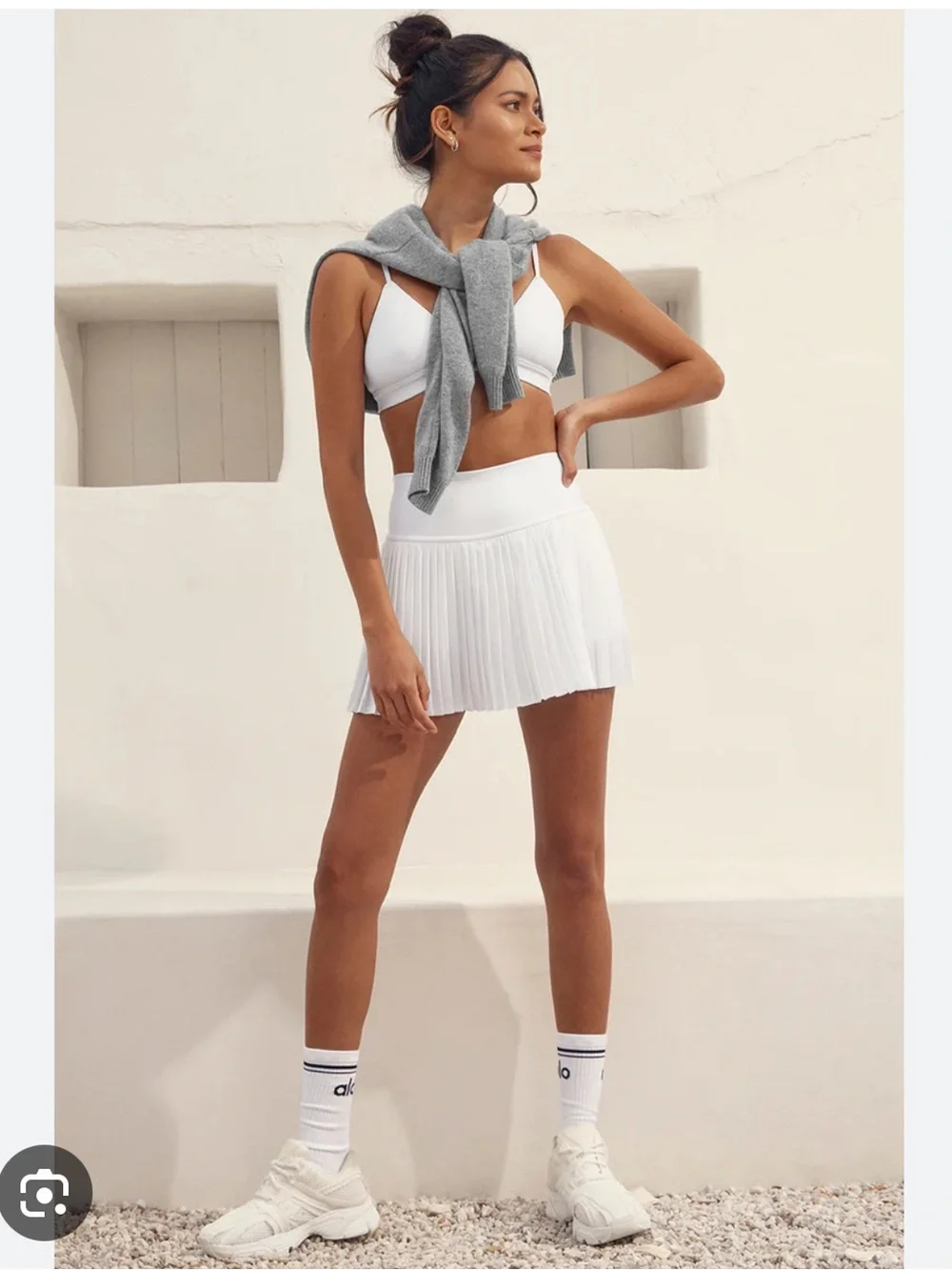 Alo Grand Slam Tennis Skirt in White - Small